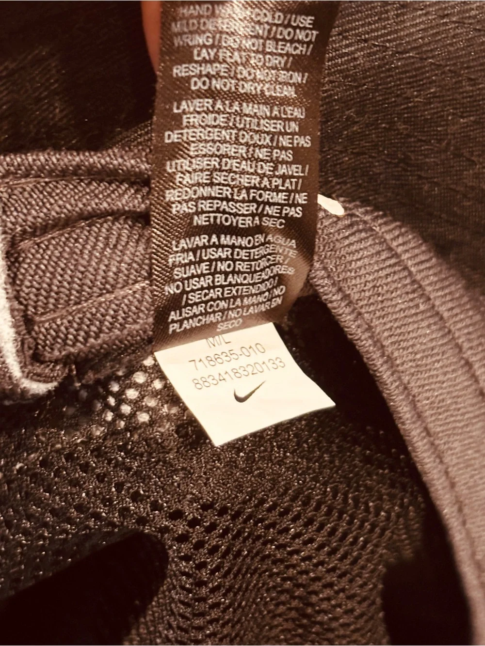 Nike Black Bucket Hat with White Praying Hands & Dot Pattern Sporty Activewear
